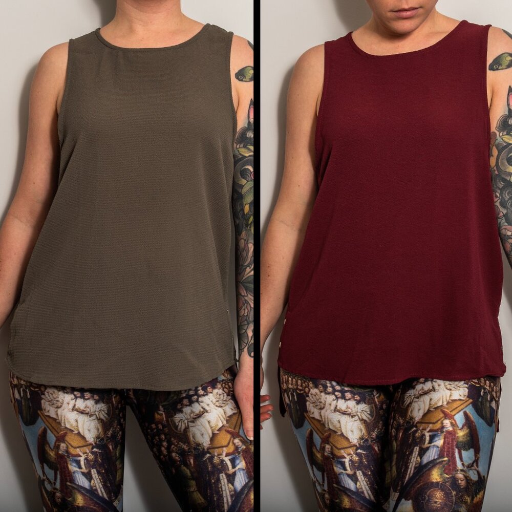 Wine Red and Olive Green Tank Set